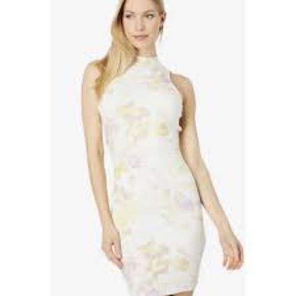 TED BAKER Effi Twist Back Dress Ribbed Knit Bodycon Midi High Neck Size 12 M/L - Picture 1 of 9